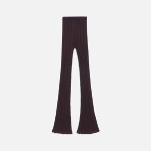 Ribbed Flare Leggings in Dark Brown